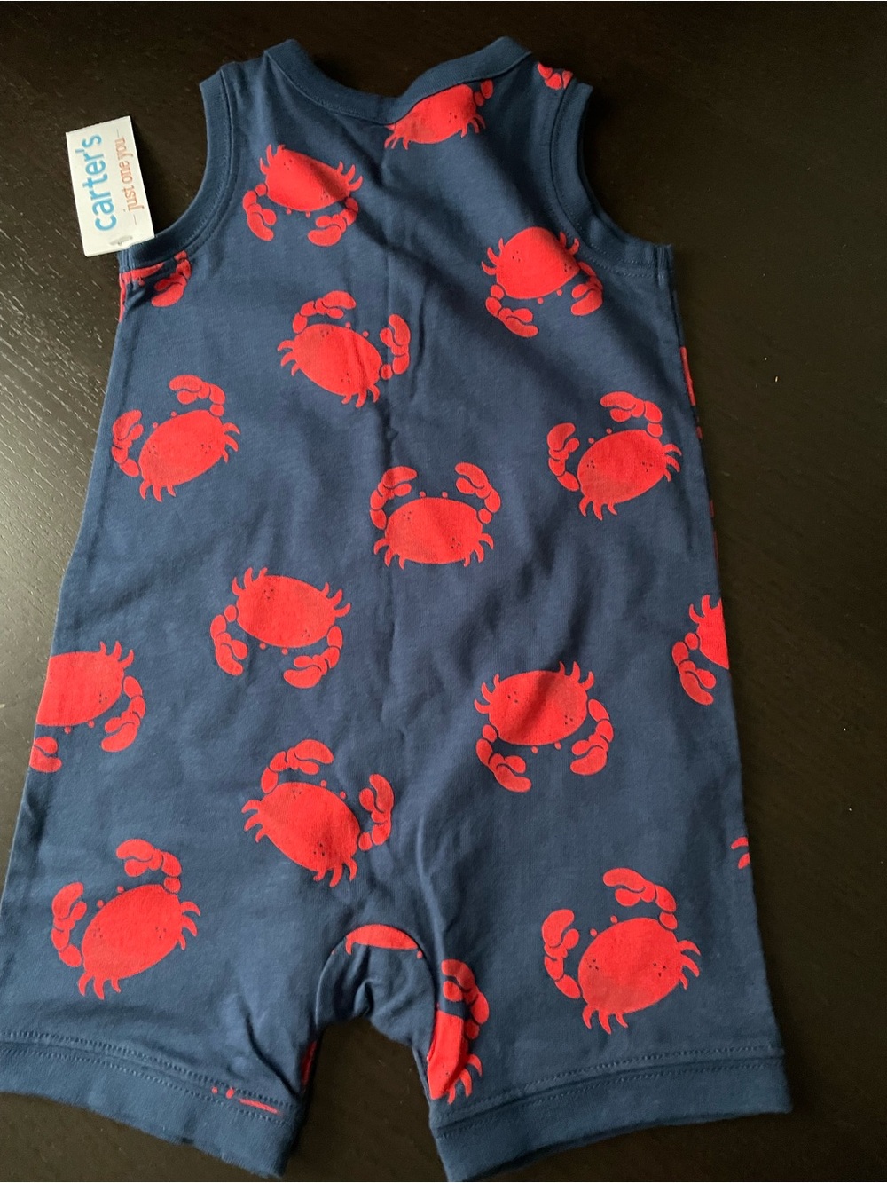 Carter's Navy Blue Romper with Red Crab Print - Picture 6 of 7